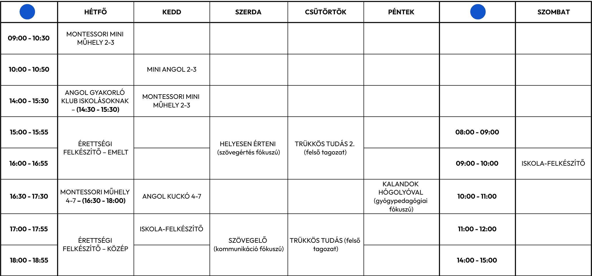 Kurzusnaptár - 2026 áprilistól (kék)